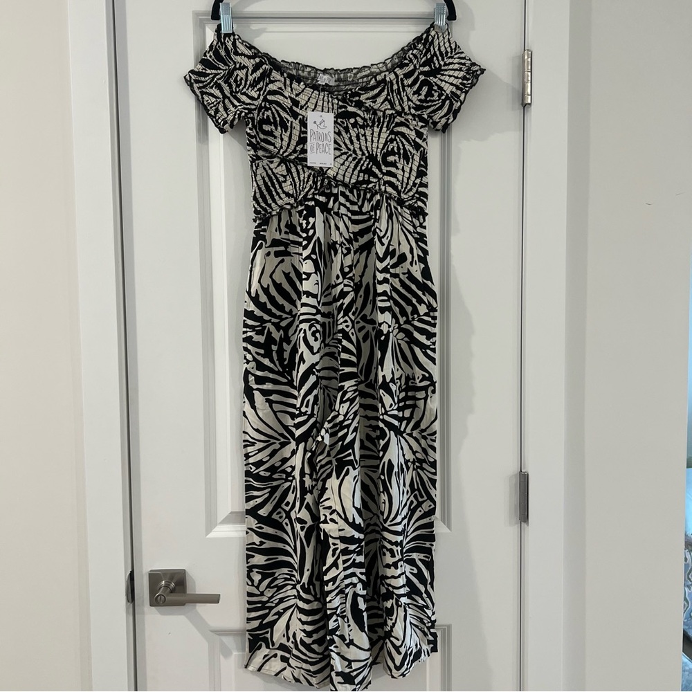 NWT Black & White Tropical Jumpsuit